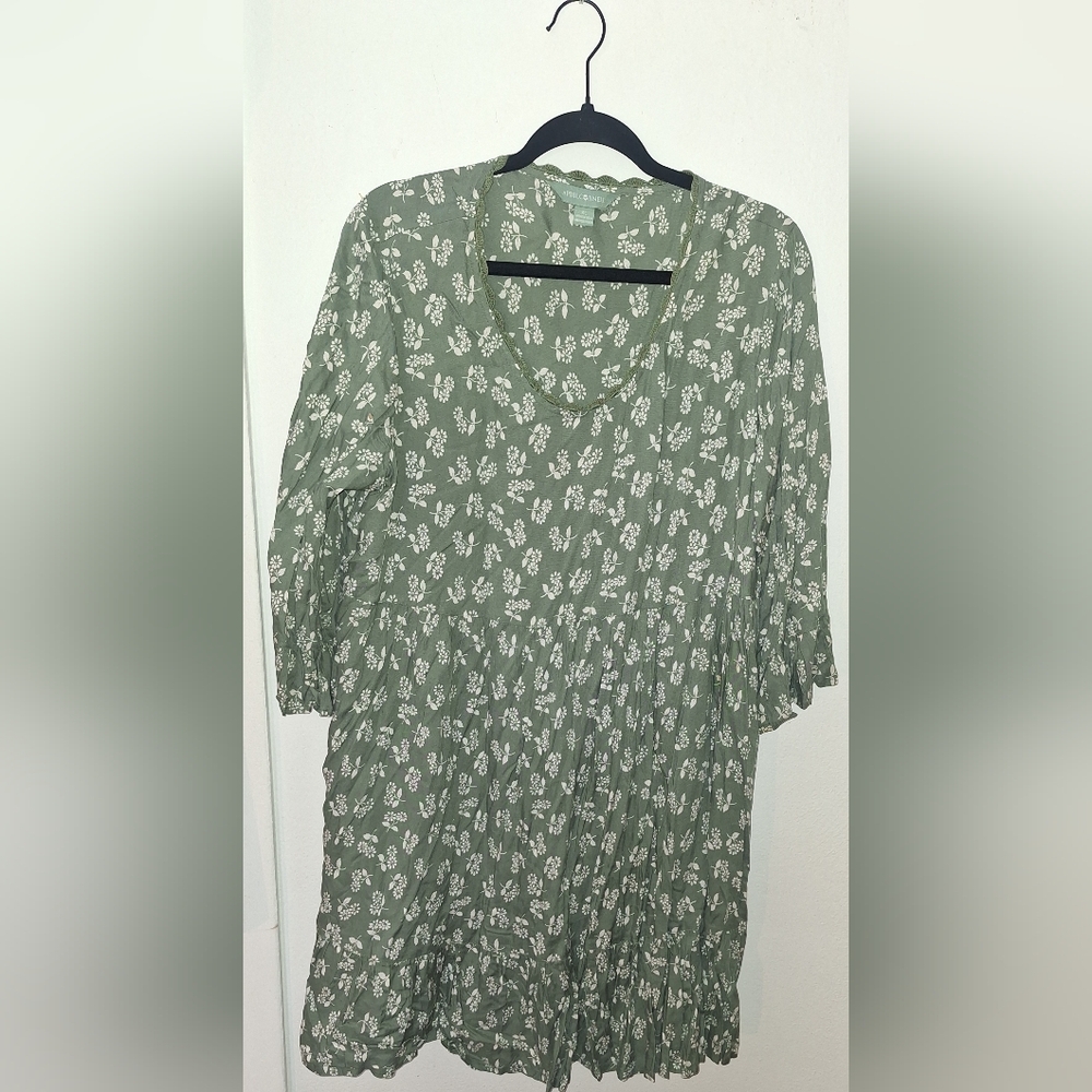 April Cornell Green And White Floral Dress